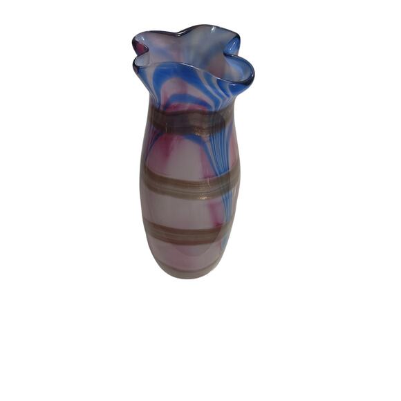 Murano Vase Pink, blue with Gold fleck swirls. - Picture 3 of 6